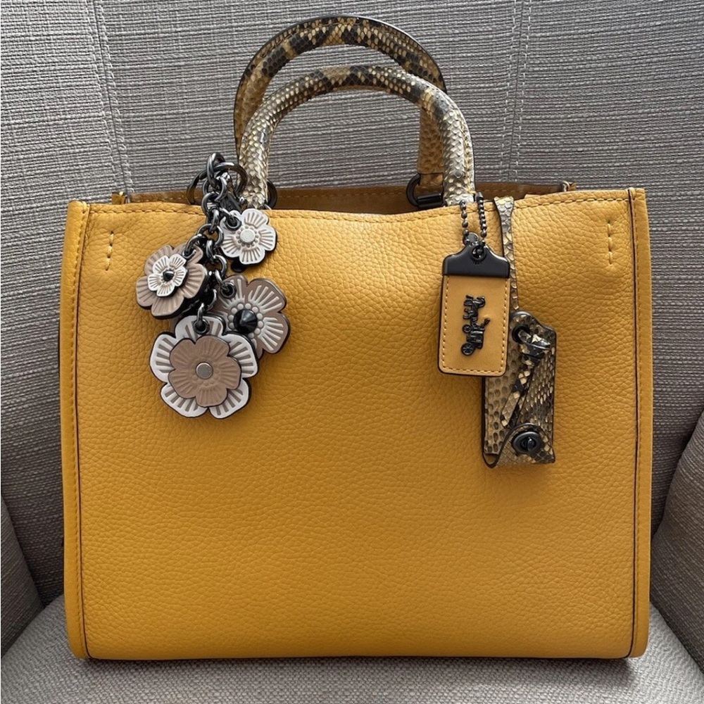 Coach Rogue 30 bag Made To Order With Snakeskin Detail In Dark Tonal Yellow new